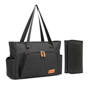 Women Solid Diaper Bags Totes with Shoulder Strap Large Capacity Compartments, Changing Pad for Mommy Traveling Hospital Duffle Totes Black