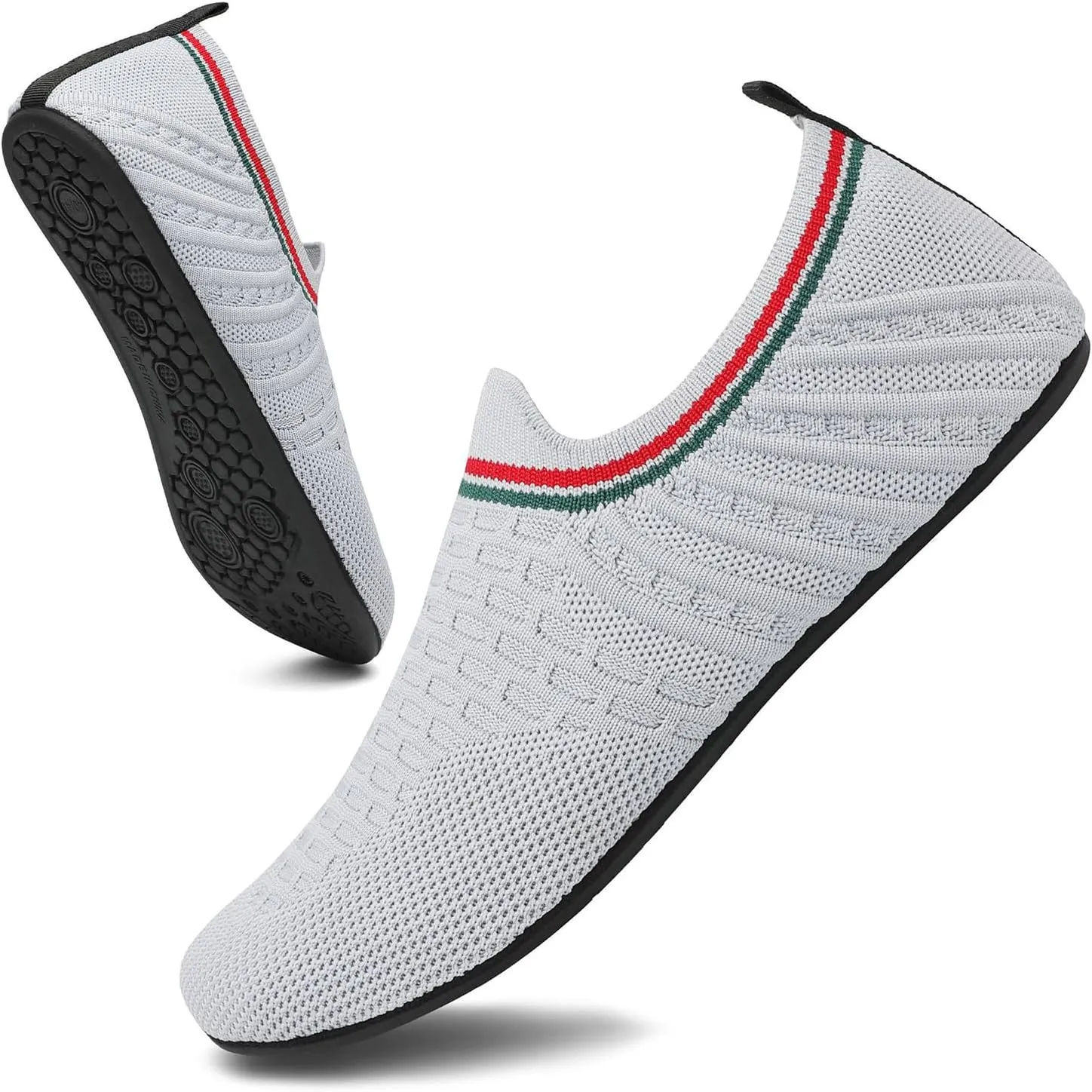 Women's and Men's Knitted Barefoot Flat Water Shoes Breathable Mesh Comfortable Lightweight Non-Slip Quick-Dry Aqua Socks Shoes for Beach Swim Yoga Exercise Sports