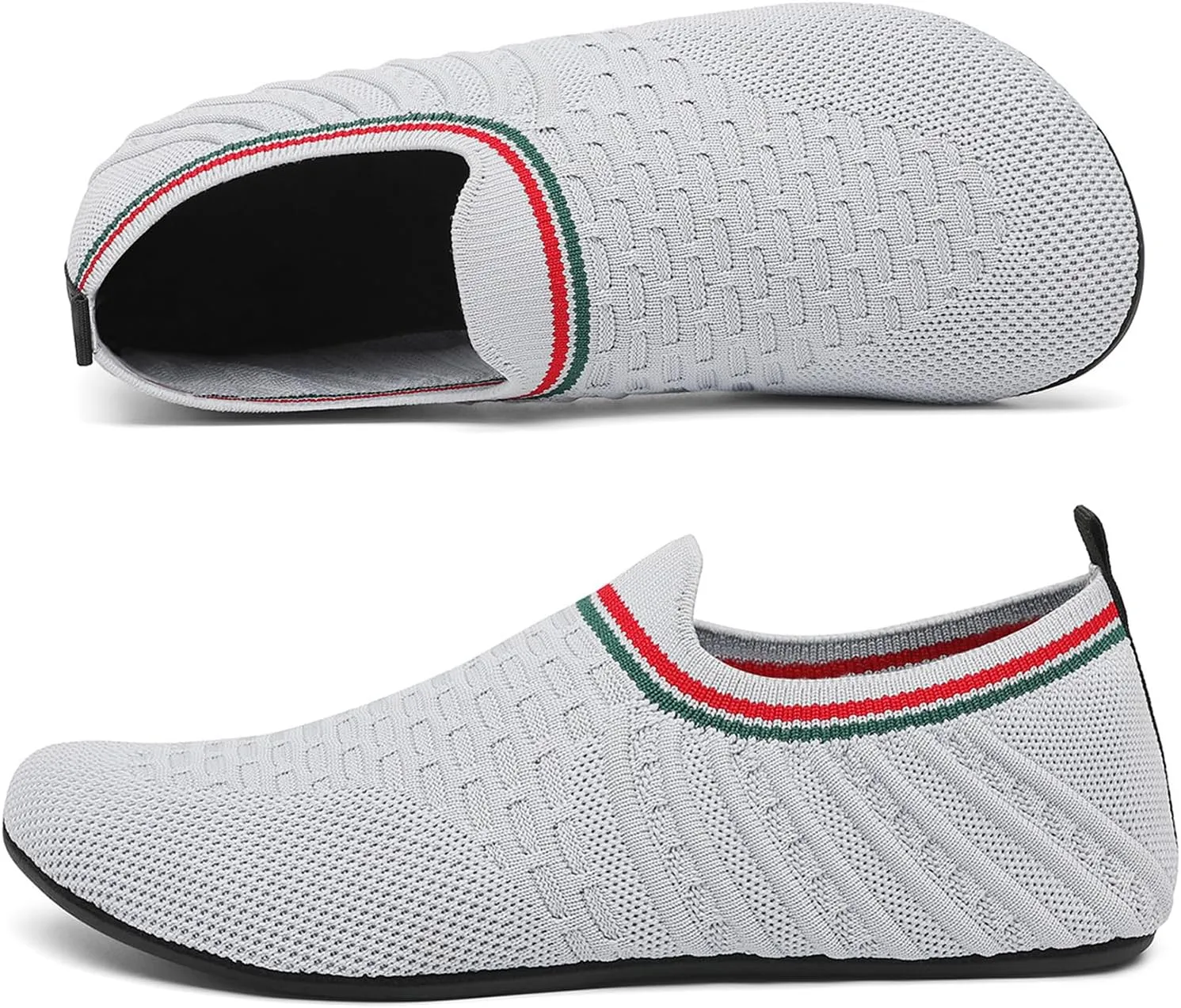 Women's and Men's Knitted Barefoot Flat Water Shoes Breathable Mesh Comfortable Lightweight Non-Slip Quick-Dry Aqua Socks Shoes for Beach Swim Yoga Exercise Sports