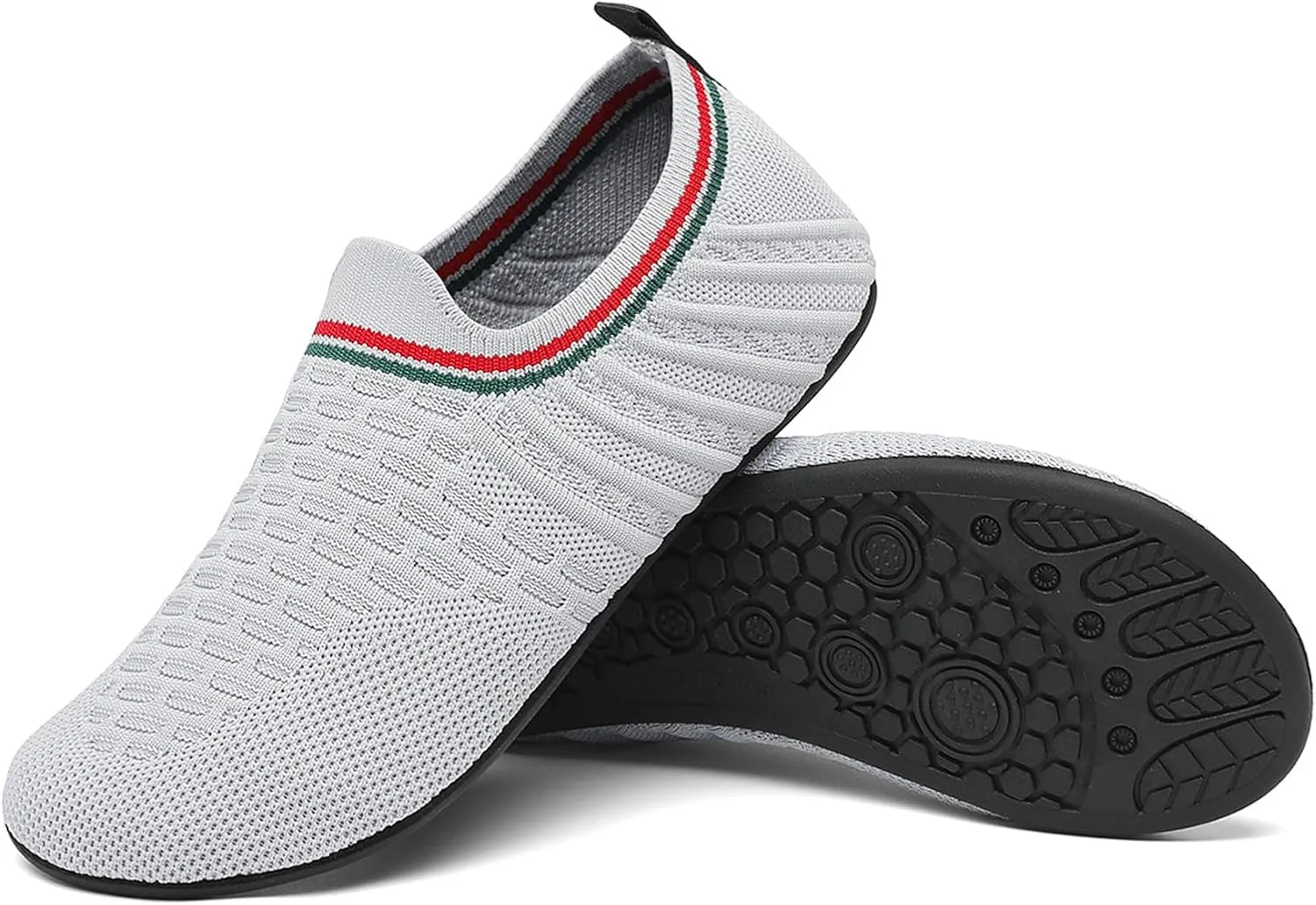 Women's and Men's Knitted Barefoot Flat Water Shoes Breathable Mesh Comfortable Lightweight Non-Slip Quick-Dry Aqua Socks Shoes for Beach Swim Yoga Exercise Sports