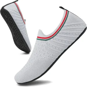 Women's and Men's Knitted Barefoot Flat Water Shoes Breathable Mesh Comfortable Lightweight Non-Slip Quick-Dry Aqua Socks Shoes for Beach Swim Yoga Exercise Sports