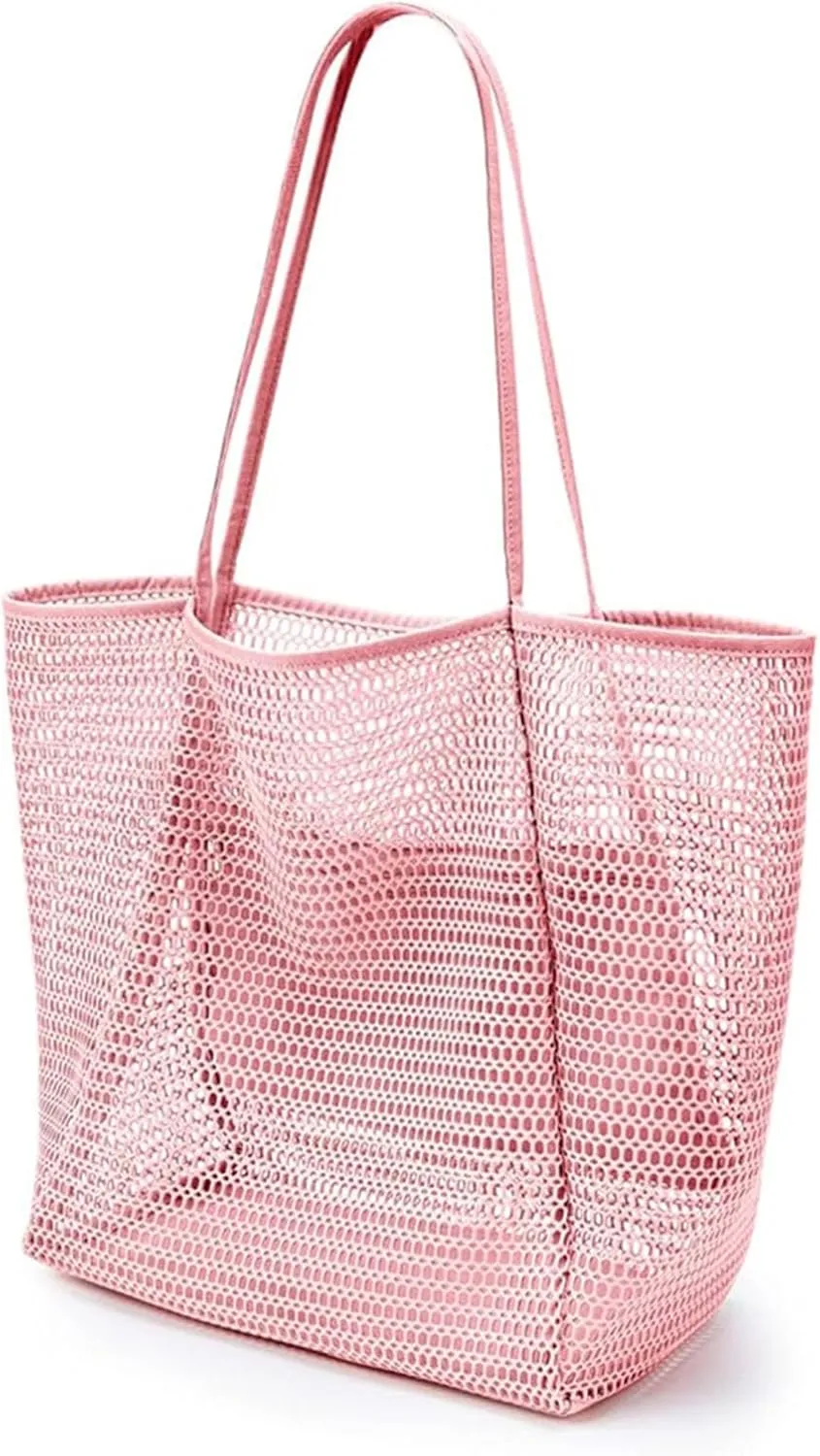 Women's Beach Bag Mesh Handbag High Capacity Travel Go Out Swimming Bag Multifunctional Single Shoulder Bag
