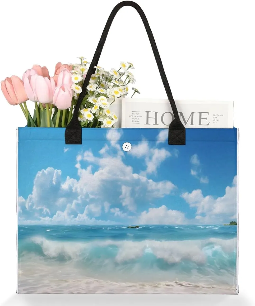 Womens Birthday Gifts Tote Bag Whirl Waves Sea Beach Bags for Women Handbags