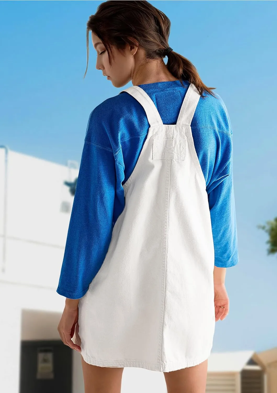 Womens Denim Overalls Dress Casual Summer Jeans Adjustable Strap Short Rompers with Pockets