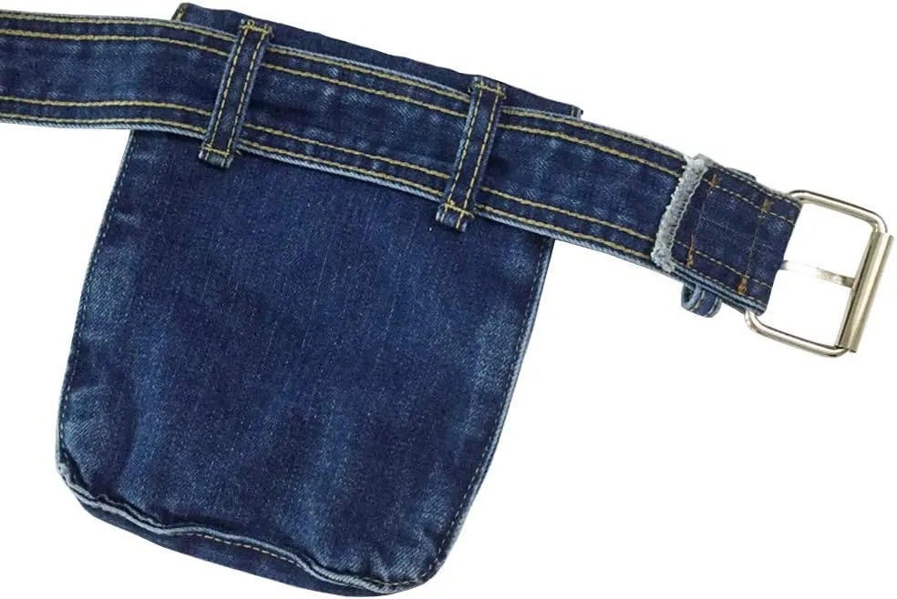 Women's Denim Waist Belt Fanny Pack Waist Bag with Removable Belt Bag