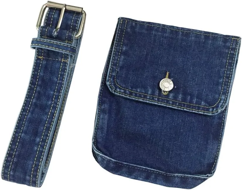 Women's Denim Waist Belt Fanny Pack Waist Bag with Removable Belt Bag