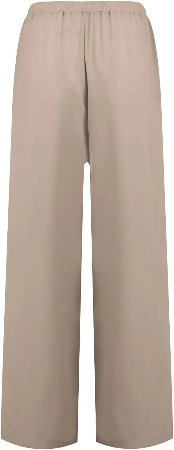 Womens Gauze Pants Cotton Linen Summer Flowy High Waisted Beach Palazzo Pants Lightweight Paperbag Pants with Pocket