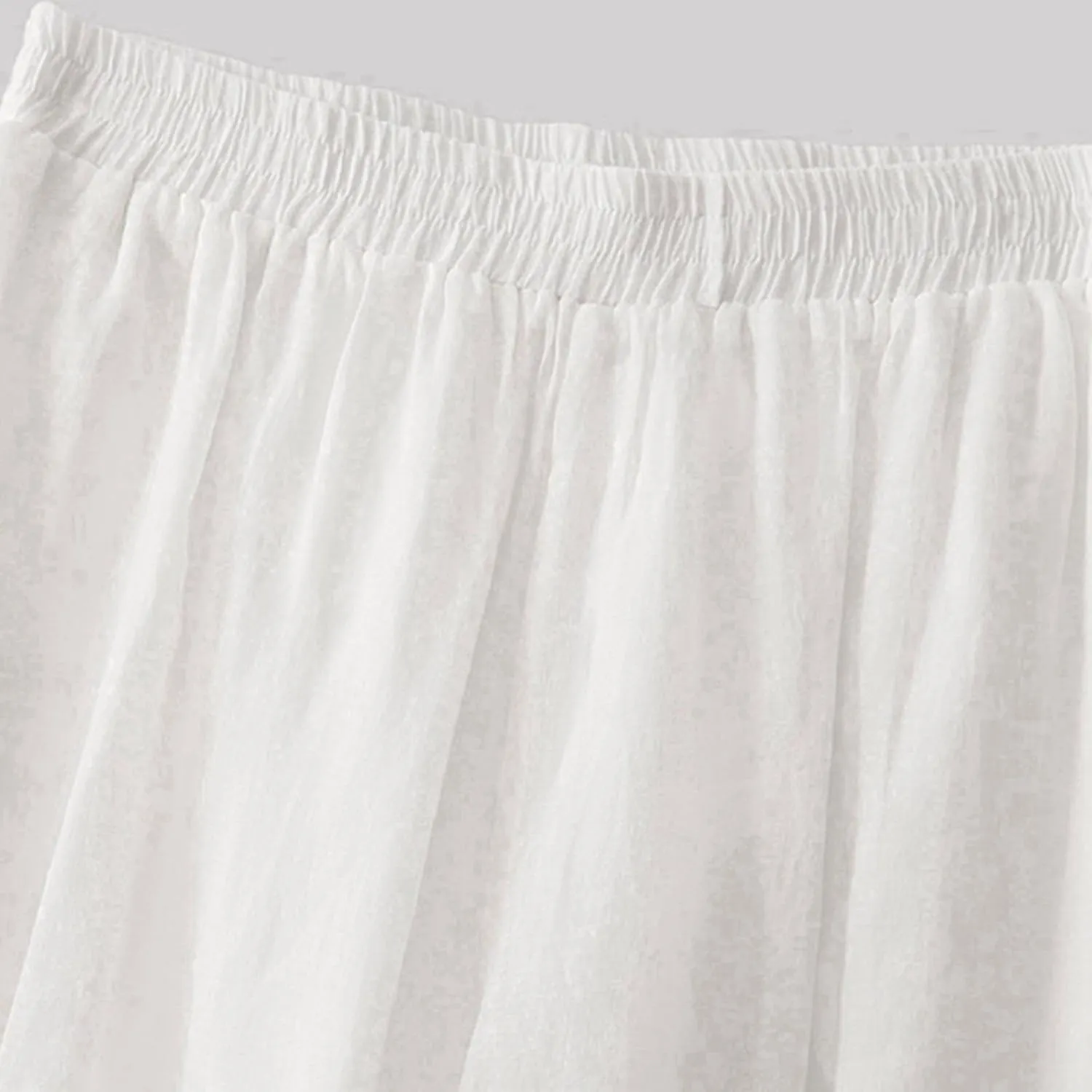 Womens Linen Cropped Pants High Waisted Baggy Pull On Paperbag Pants Printed Capris Cotton Light Slacks Work Pants