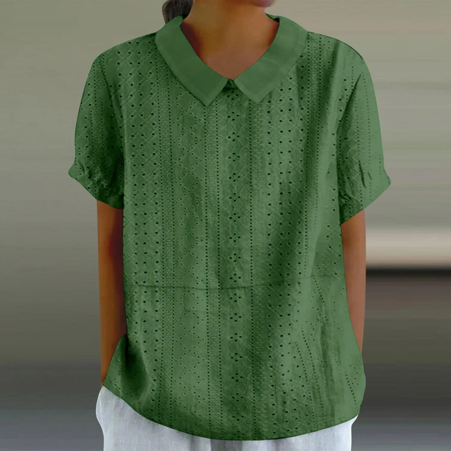 Women's Linen Shirt 2025 Summer Retro Embroidered 3/4 Sleeve Boho Tops Dressy Casual Blouses Teacher Loose Tunics