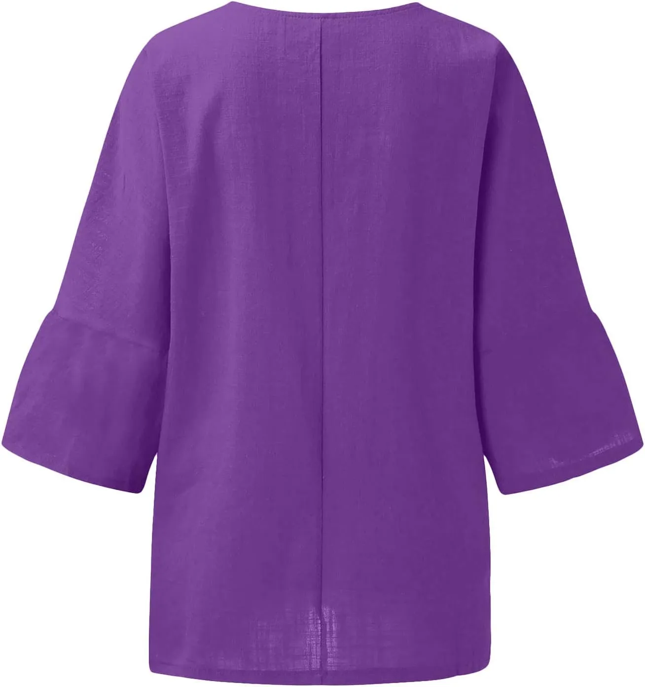 Womens Linen Shirts Short Sleeve Casual T-Shirts Trendy Loose Fit Round Neck Blouse Fashion Solid Color Tops