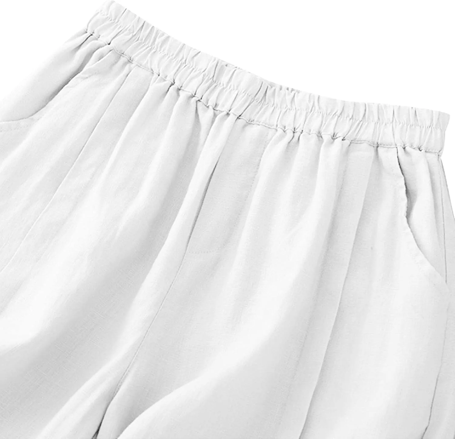 Women's Linen Shorts Ruffleed Elastic High Waisted Summer Casual Beach Vacation Shorts Summer Fashion 2025