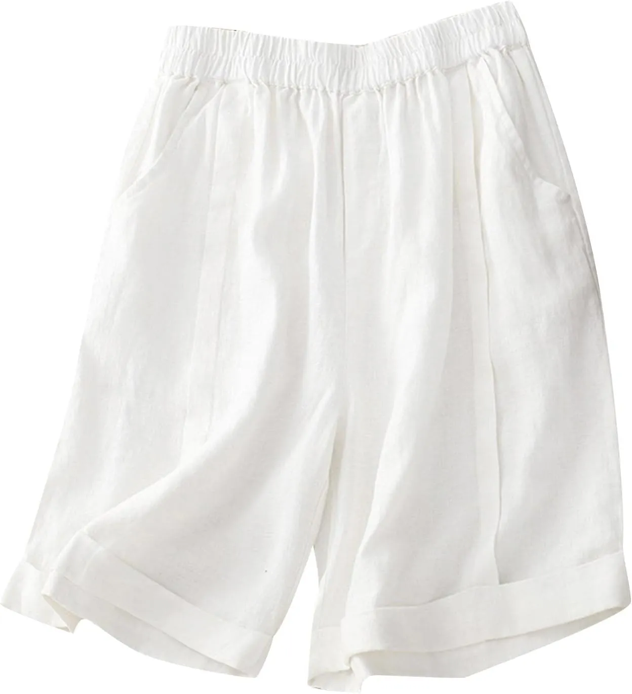 Women's Linen Shorts Ruffleed Elastic High Waisted Summer Casual Beach Vacation Shorts Summer Fashion 2025