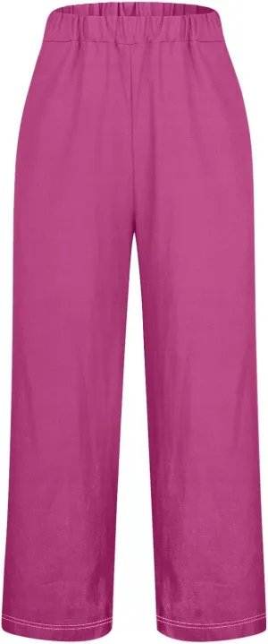 Womens Linen Summer Pants Casual Cotton and Linen Long Pants Linen Pants for Women Petite Short