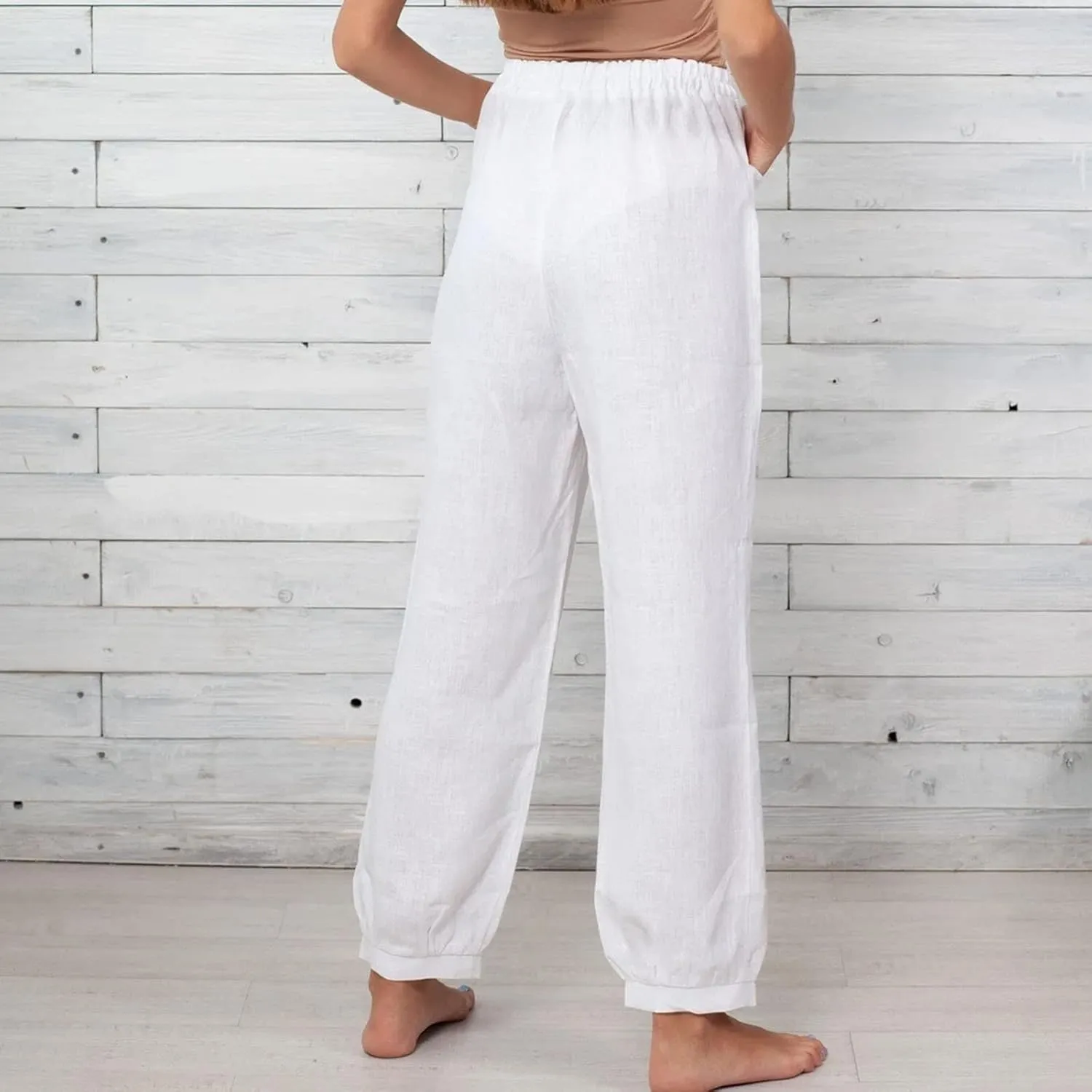 Womens Linen Wide Leg Pants Womens Baggy Wide Leg Pants Loose High Waist Boho Cropped Palazzo Beach Summer Outfits