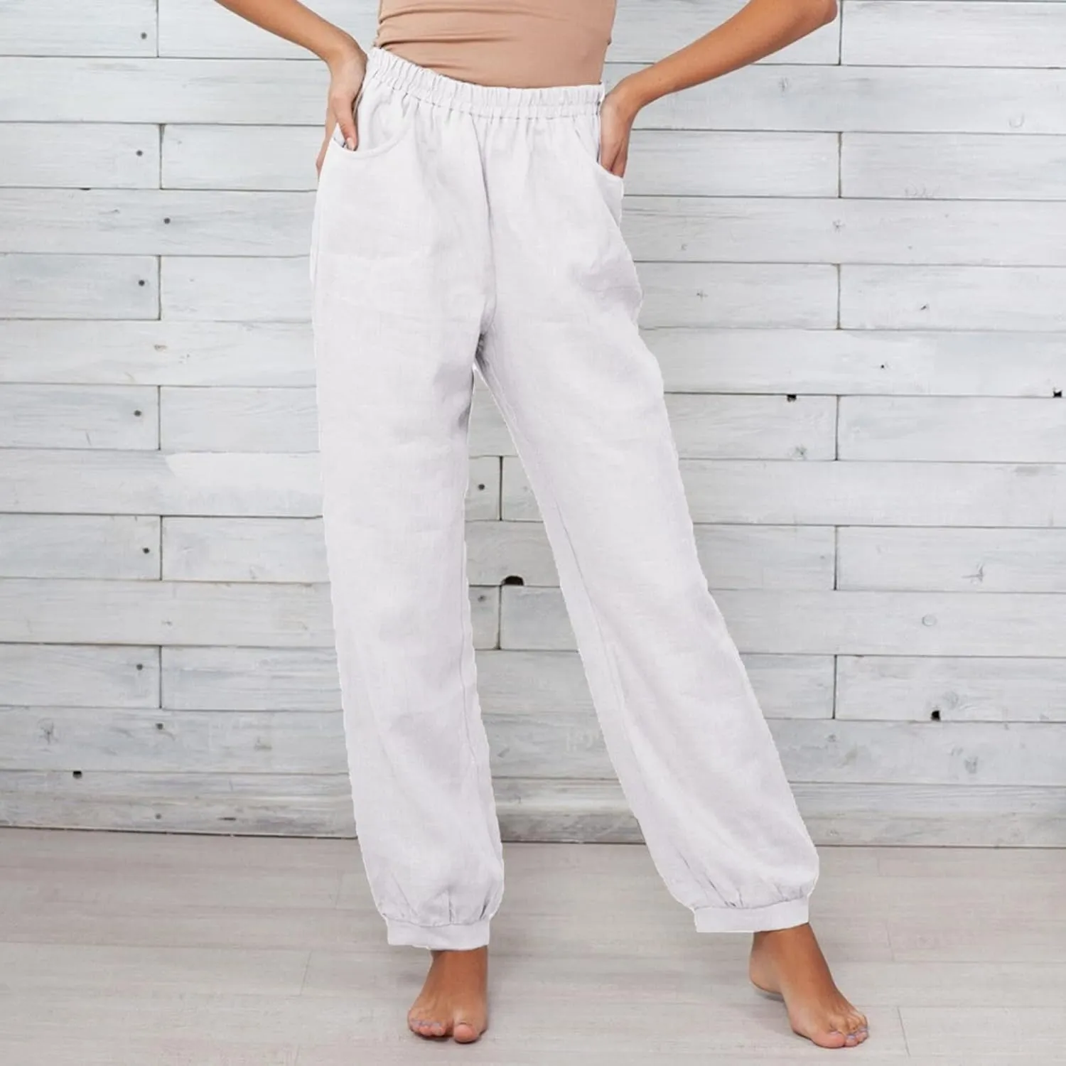 Womens Linen Wide Leg Pants Womens Baggy Wide Leg Pants Loose High Waist Boho Cropped Palazzo Beach Summer Outfits