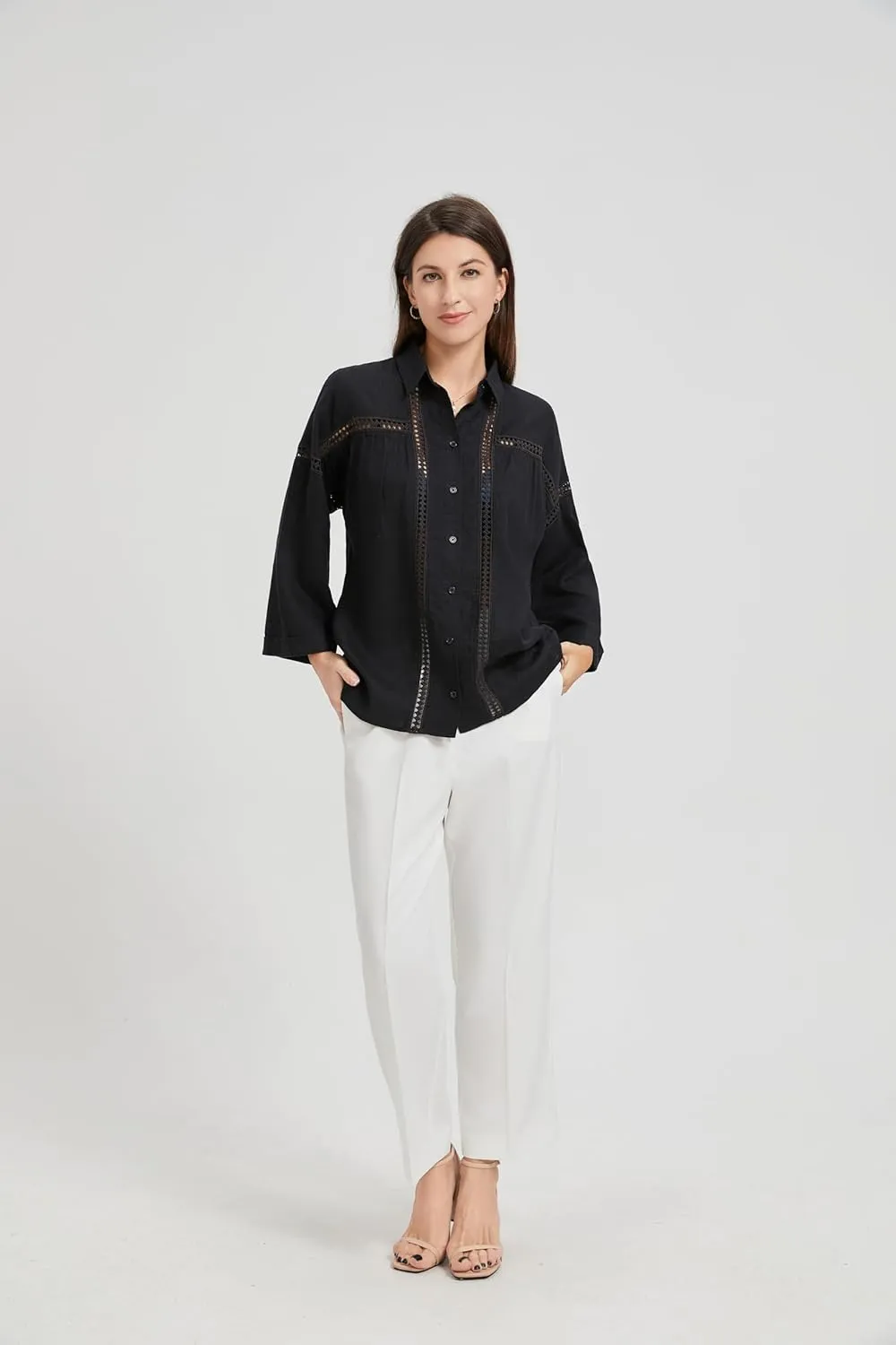 Women's Plus Size Western Denim Shirt - Summer Soft Stretch Cowboy Style Long Sleeve