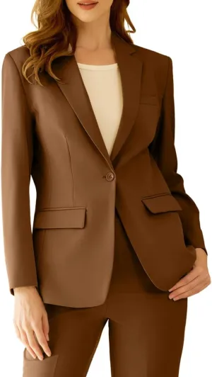 Women's Professional Suit 2 Piece Slim Fit Outfit Business Office Work Tuxedo Blazer Pants Suits