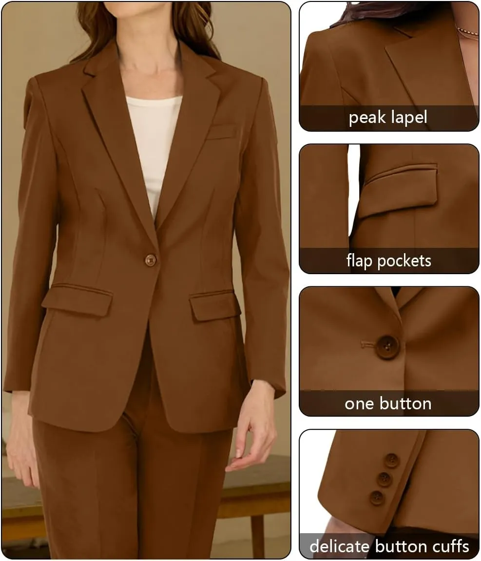 Women's Professional Suit 2 Piece Slim Fit Outfit Business Office Work Tuxedo Blazer Pants Suits