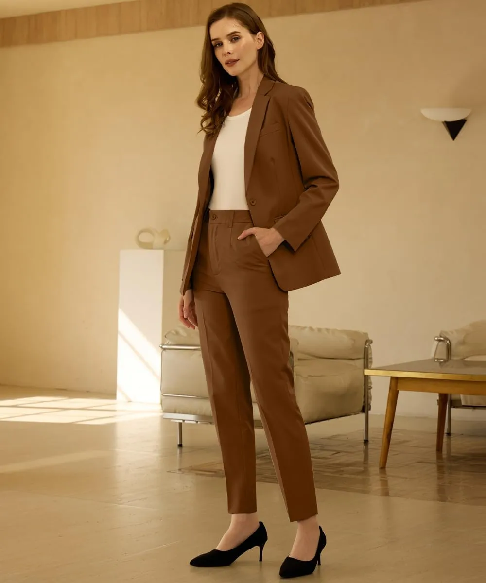 Women's Professional Suit 2 Piece Slim Fit Outfit Business Office Work Tuxedo Blazer Pants Suits