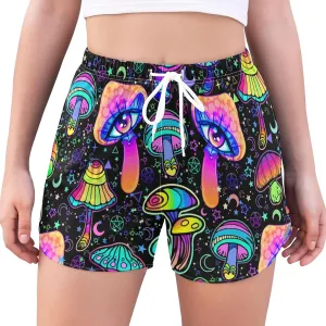 Womens Quick Dry Beach Shorts Athletic Swim Bottom Swimsuit with Liner Pockets