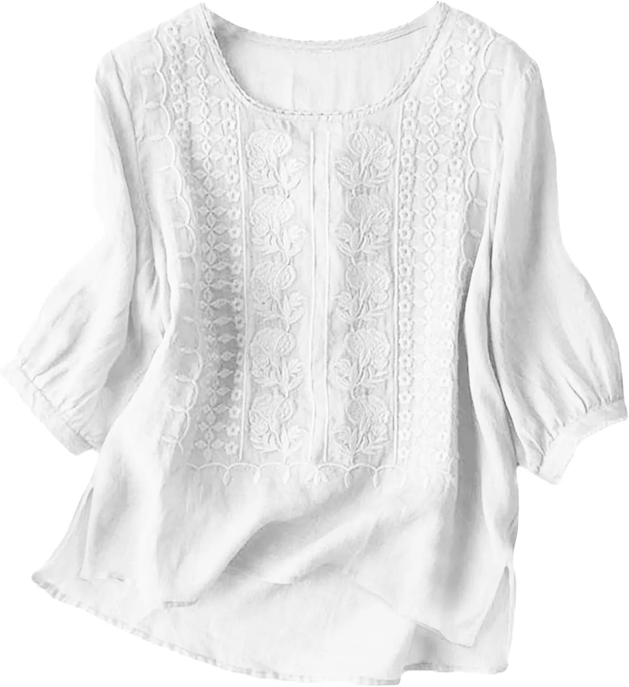 Womens Shirts 3/4 Sleeve Roll Up Short Sleeve T Shirt Trendy Cute Floral Print Blouse 2025 Summer Shirt Women