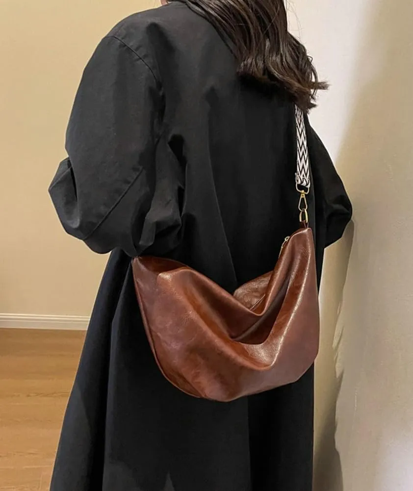Women's Soft Shoulder Crossbody Bag Fashion PU Leather Totes Large Dumpling Handbag Retro Purse Satchel