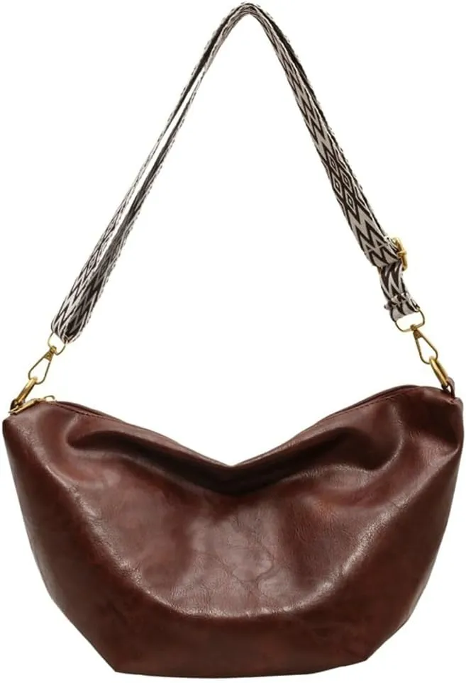 Women's Soft Shoulder Crossbody Bag Fashion PU Leather Totes Large Dumpling Handbag Retro Purse Satchel