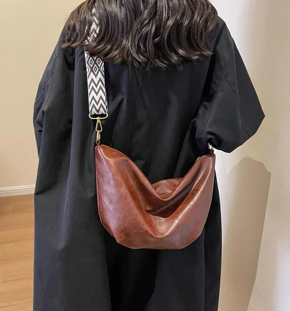 Women's Soft Shoulder Crossbody Bag Fashion PU Leather Totes Large Dumpling Handbag Retro Purse Satchel