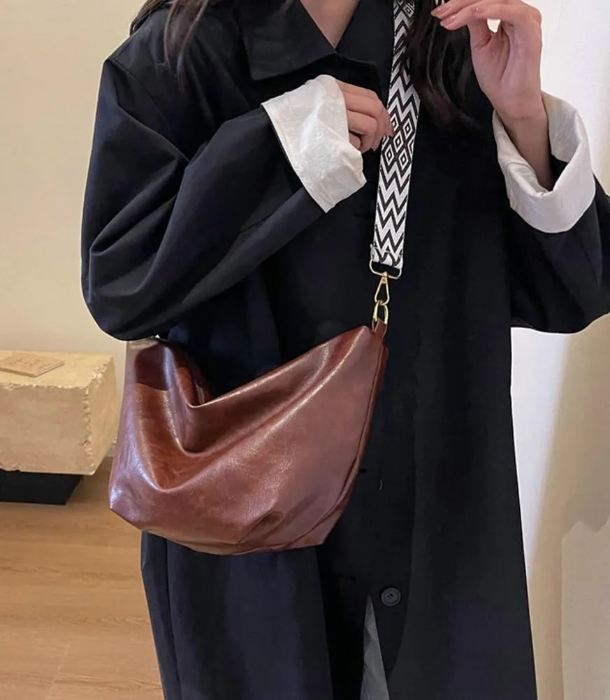Women's Soft Shoulder Crossbody Bag Fashion PU Leather Totes Large Dumpling Handbag Retro Purse Satchel