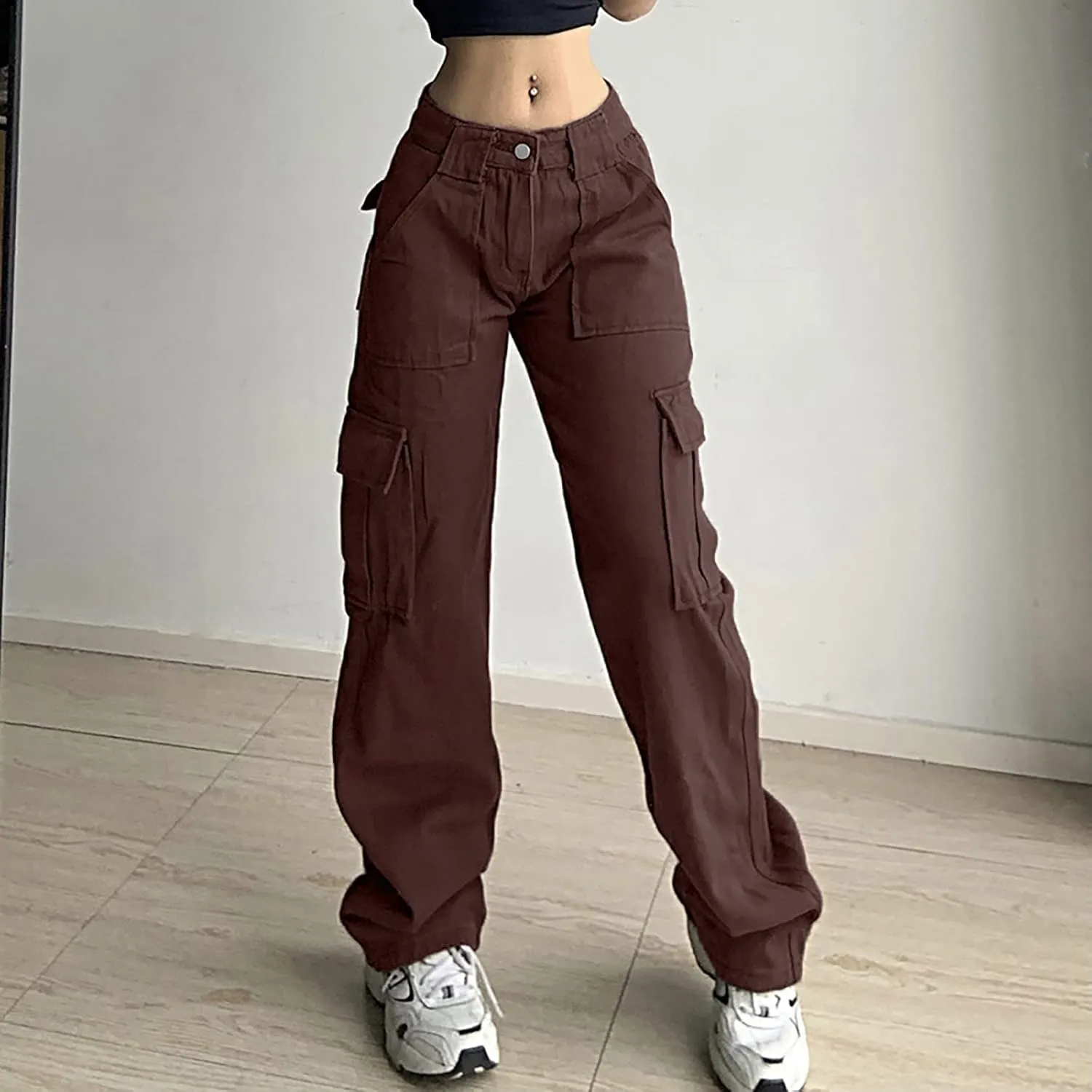 Womens Wide Leg Jeans Retro Mid Rise Denim Straight Leg Pants Stretchy Casual Raw Hem Denim Pants with 5 Pockets