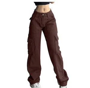 Womens Wide Leg Jeans Retro Mid Rise Denim Straight Leg Pants Stretchy Casual Raw Hem Denim Pants with 5 Pockets