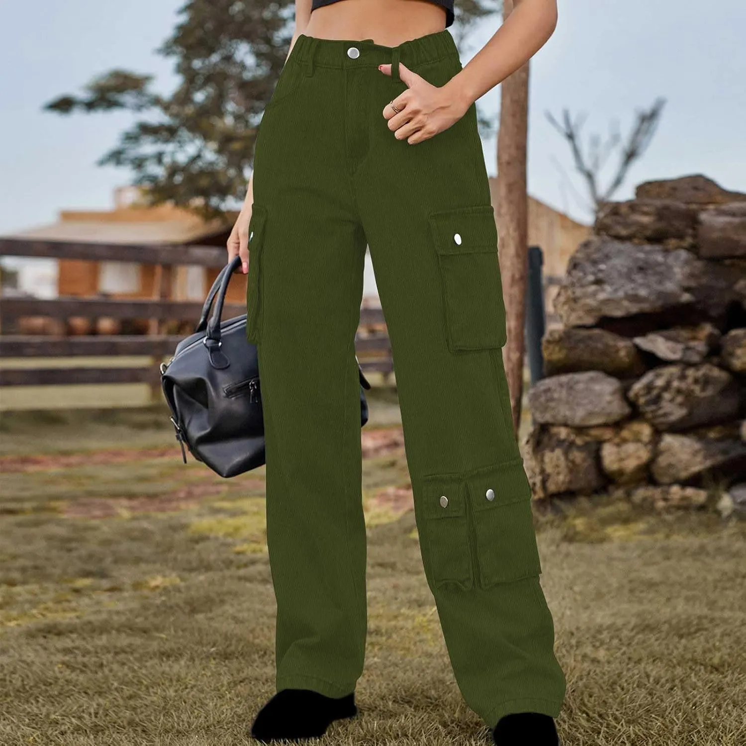 Womens Wide Leg Jeans Retro Mid Rise Denim Straight Leg Pants Stretchy Casual Raw Hem Denim Pants with 5 Pockets
