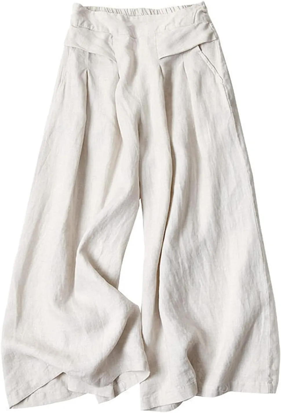 Womens Wide Leg Pants Dressy Comfy Loose Flowy Cotton Linen Pants Summer Casual Beach High Waisted Palazzo Trousers