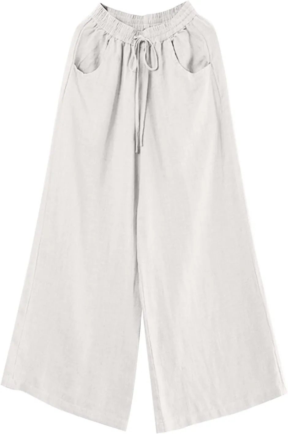 Womens Wide Leg Pants Dressy Comfy Loose Flowy Cotton Linen Pants Summer Casual Beach High Waisted Palazzo Trousers