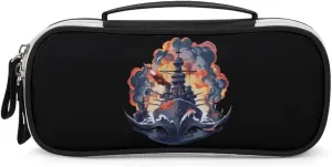 WW2 Warship Battleship Cruisers Naval Fleet Pencil Case Portable Makeup Bag Pencil Pouch Travel Makeup Case Organizer for Women Men