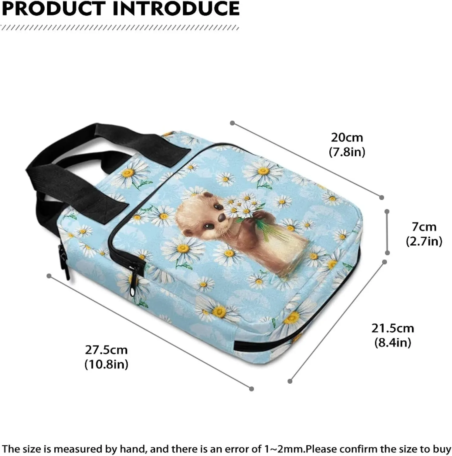 Xoenoiee Lovely Otter Daisy Flower Print Bible Covers for Women Bible Cover with Handle and Zipper Pocket Tote Bible Bag Bible Case for Men Bible Bag