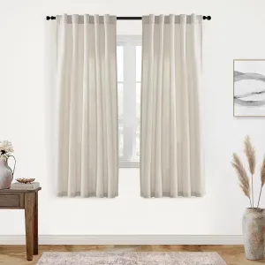 XTMYI Oatmeal Beige Back Tab/Hook Belt Linen Cotton Sheer Curtains 72 Inch Length for Bedroom 2 Panels Set