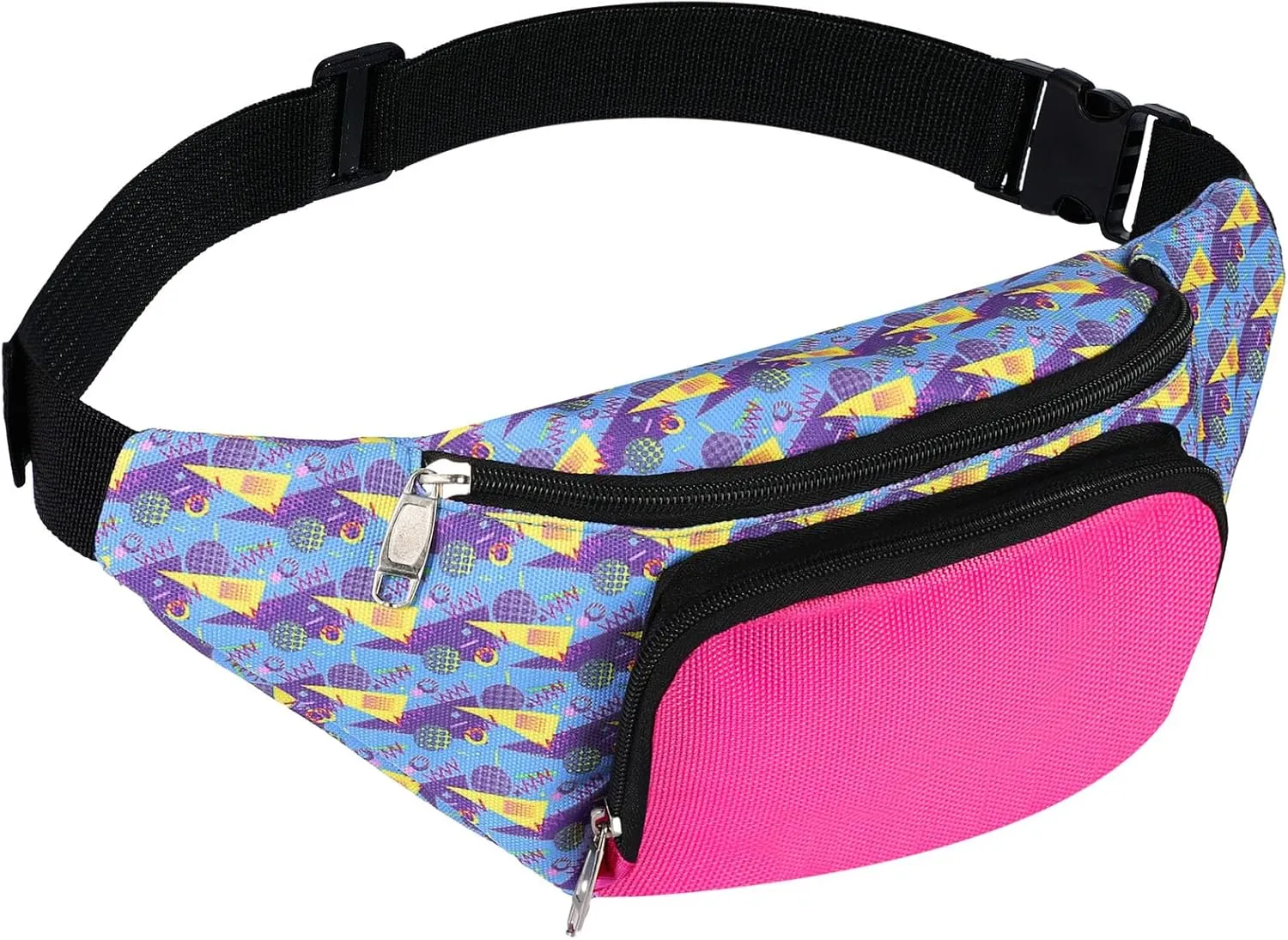 Xuniea 80s Retro Neon Fanny Pack 2 Pockets Belt Bags 90s Costumes for Women Men Waist Packs for Holiday Festival 80s Theme Halloween Party(Bright Color)