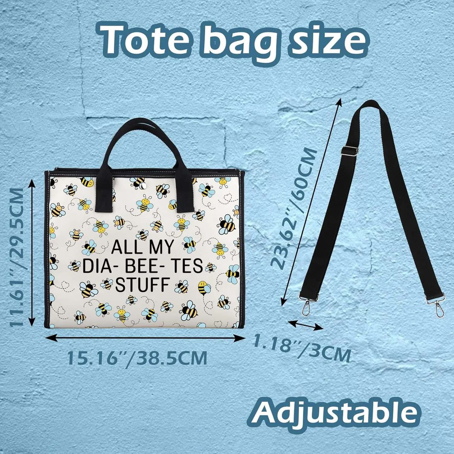 XYANFA Bee Diabetes Bag Type 1 Type 2 Diabetic Medical Bag Supply Storage Diabetes Organization All My Diabeetes Stuff