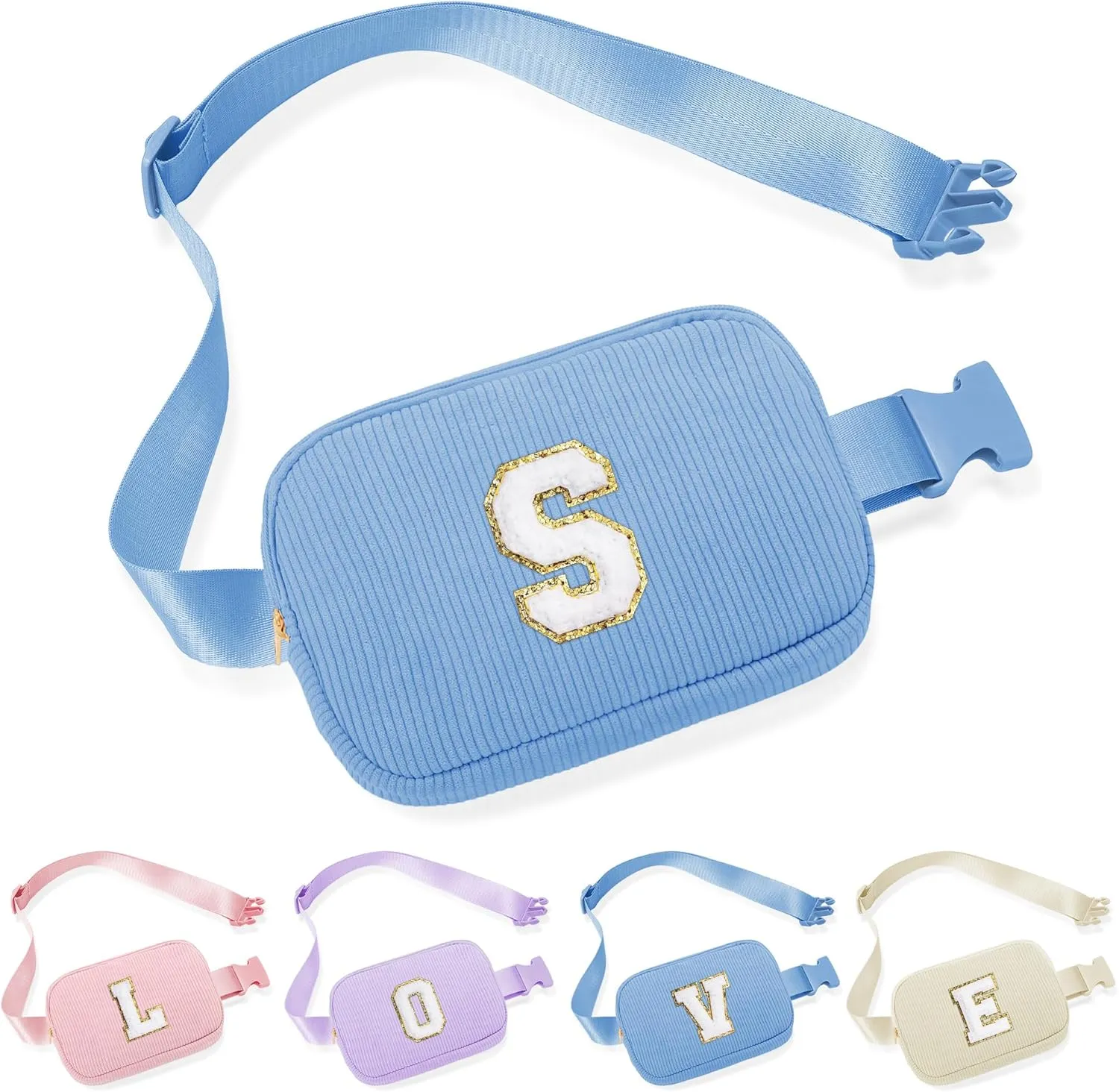 YOOLIFE Birthday Gifts for Girls, 5 6 7 8 9 10 11 12 13 14 15 Year Old Girl Birthday Gift, Small Initial Crossbody Bag Fanny Pack Gift for Kids Teens Girls Toddlers Daughter Sister (Blue S)