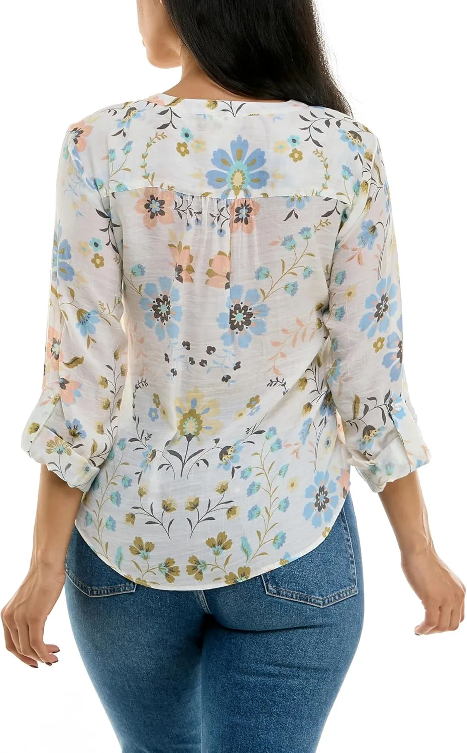 Zac & Rachel Women's Long Sleeve Linen-Like Button Up Shirt with Front Tie   Pocket