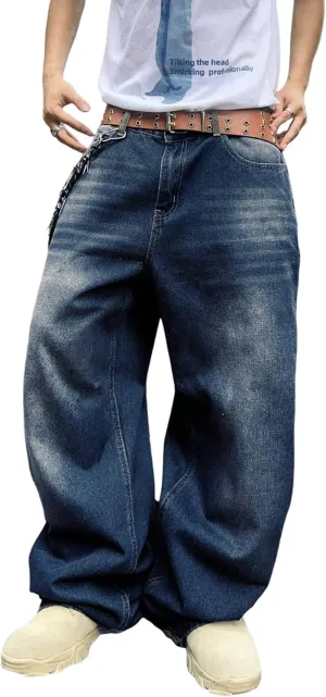 ZAFUL Men‘s Baggy Jeans Low Waist Hip Hop Skater Y2k Denim Pants Vintage Streetwear Trouser