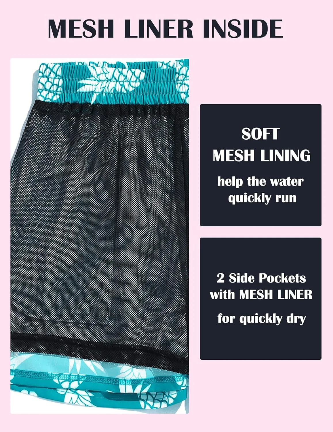 ZAFUL Mens Swim Trunks Quick Dry Swim Shorts Pocket Mesh Lining 2 in 1 Board Short Elastic Waistband Swimwear Bathing Suit