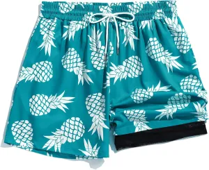 ZAFUL Mens Swim Trunks Quick Dry Swim Shorts Pocket Mesh Lining 2 in 1 Board Short Elastic Waistband Swimwear Bathing Suit