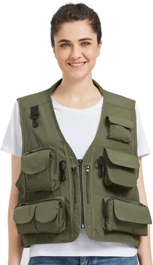 Ziker Women Mesh Breathable Outdoor Quick Dry Safair Cargo Fishing Travel Vest with Multiple Pockets