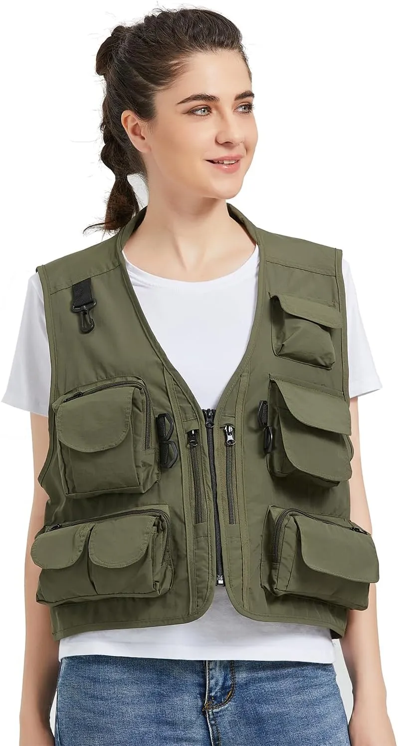Ziker Women Mesh Breathable Outdoor Quick Dry Safair Cargo Fishing Travel Vest with Multiple Pockets