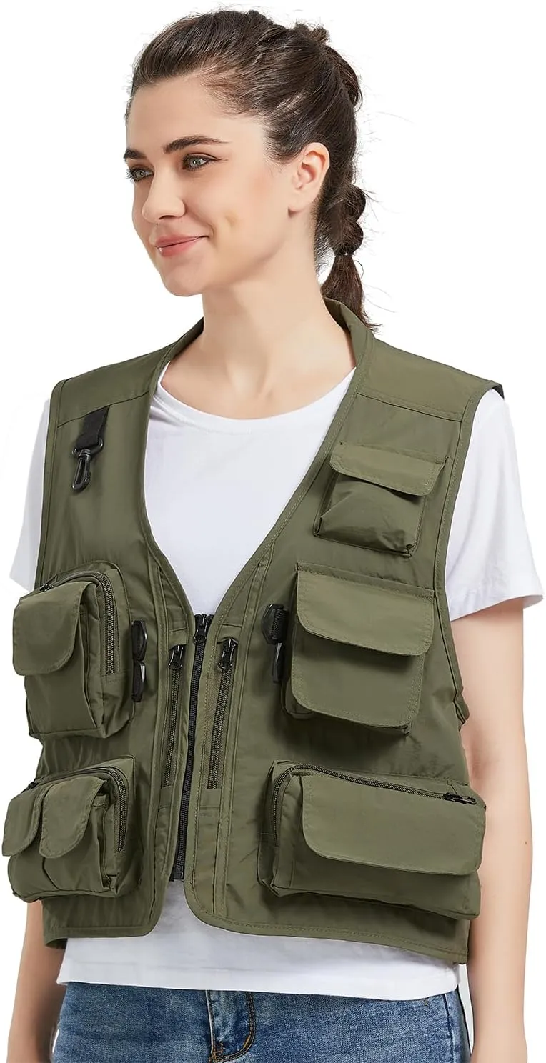 Ziker Women Mesh Breathable Outdoor Quick Dry Safair Cargo Fishing Travel Vest with Multiple Pockets