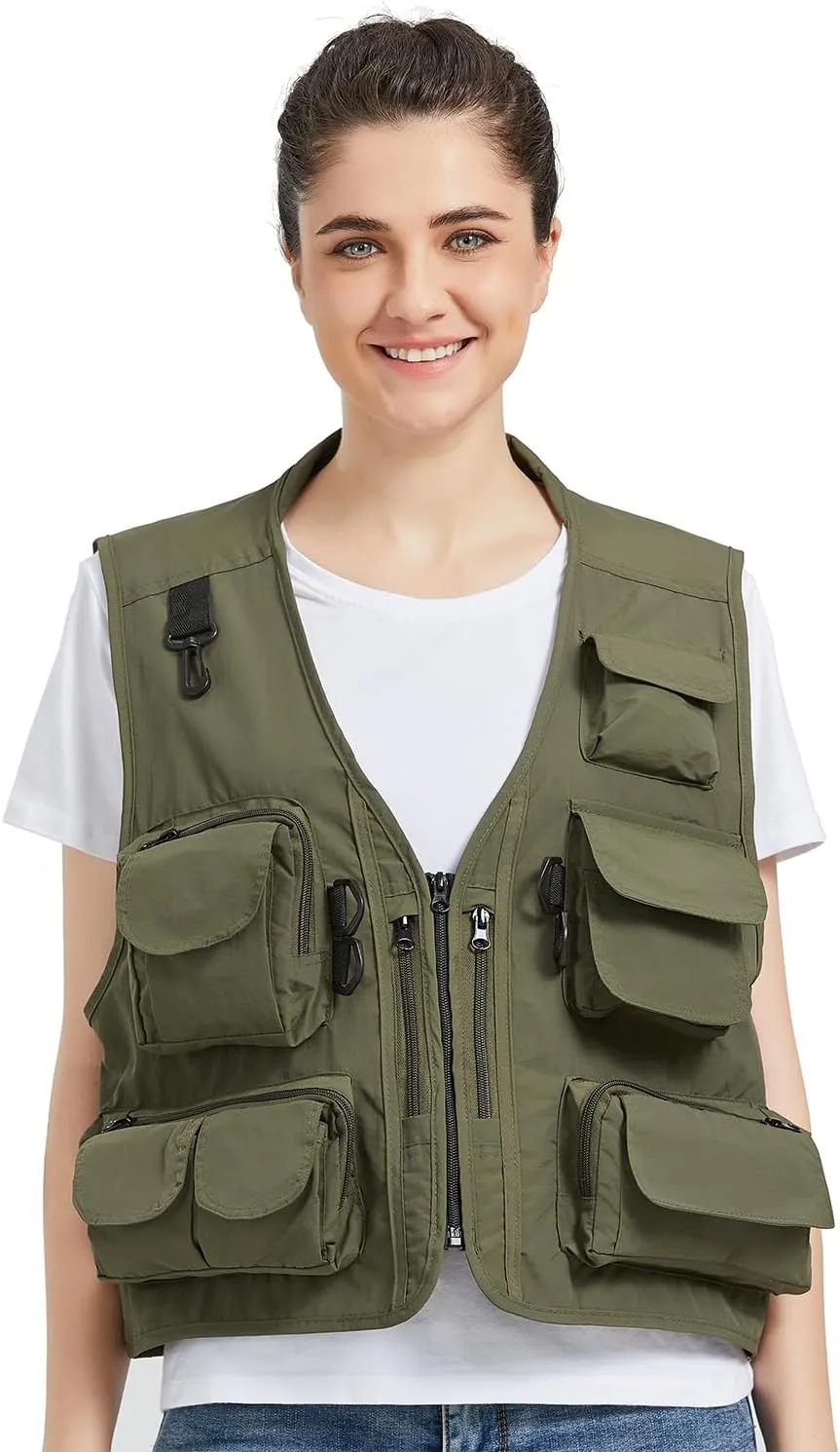 Ziker Women Mesh Breathable Outdoor Quick Dry Safair Cargo Fishing Travel Vest with Multiple Pockets