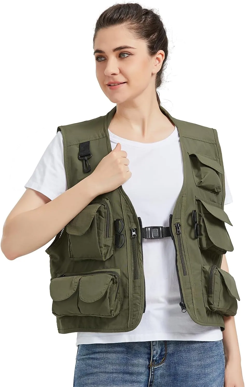 Ziker Women Mesh Breathable Outdoor Quick Dry Safair Cargo Fishing Travel Vest with Multiple Pockets