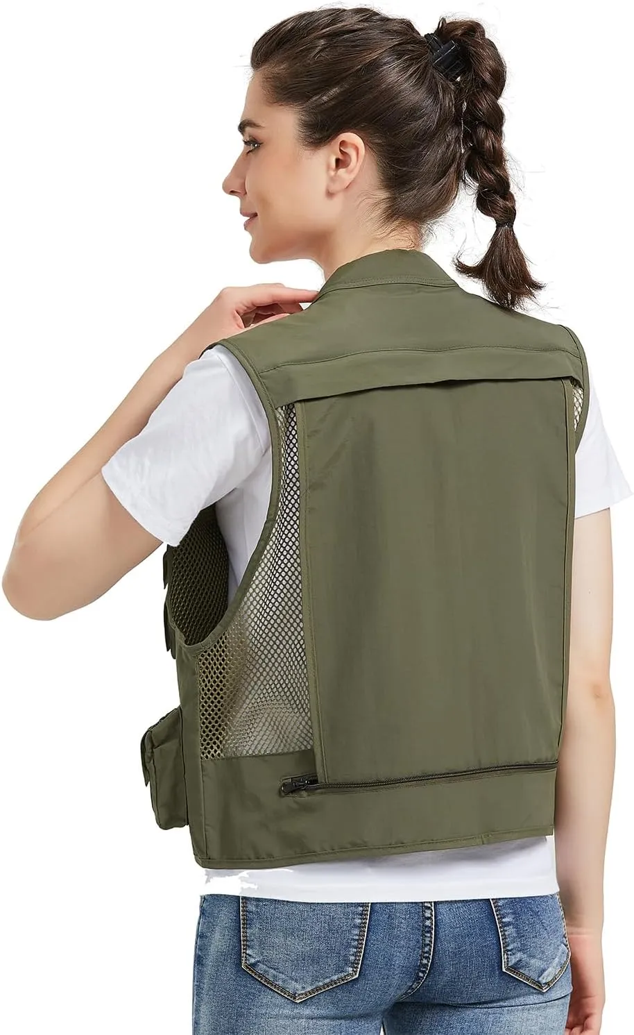 Ziker Women Mesh Breathable Outdoor Quick Dry Safair Cargo Fishing Travel Vest with Multiple Pockets